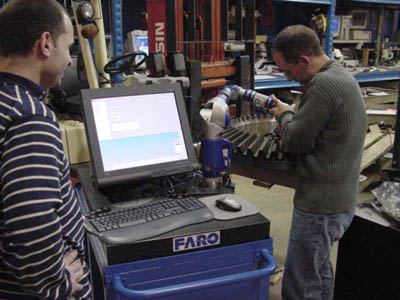 Engineers working on a bevel gear